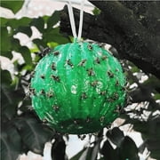 Polypropylene Hanging Sticky Fly Catcher Ball Trap - Eco-Friendly Reusable Non-Toxic Glue Insect Trap for Flies, Gnats, Mosquitoes in Kitchen, Home, Garden Pest Control Dark Green
